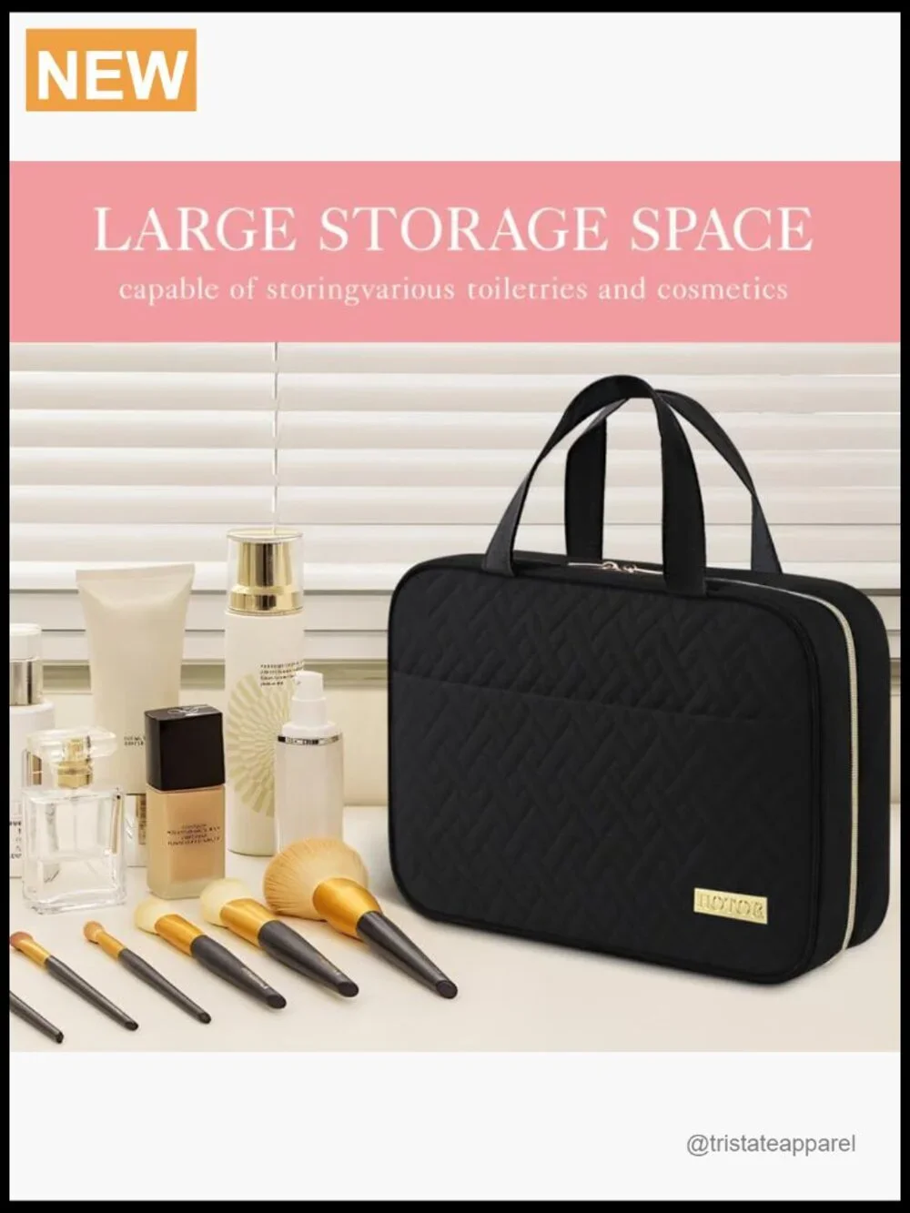 Hanging Toiletry Bag with Compartments - Waterproof Travel Makeup Organizer